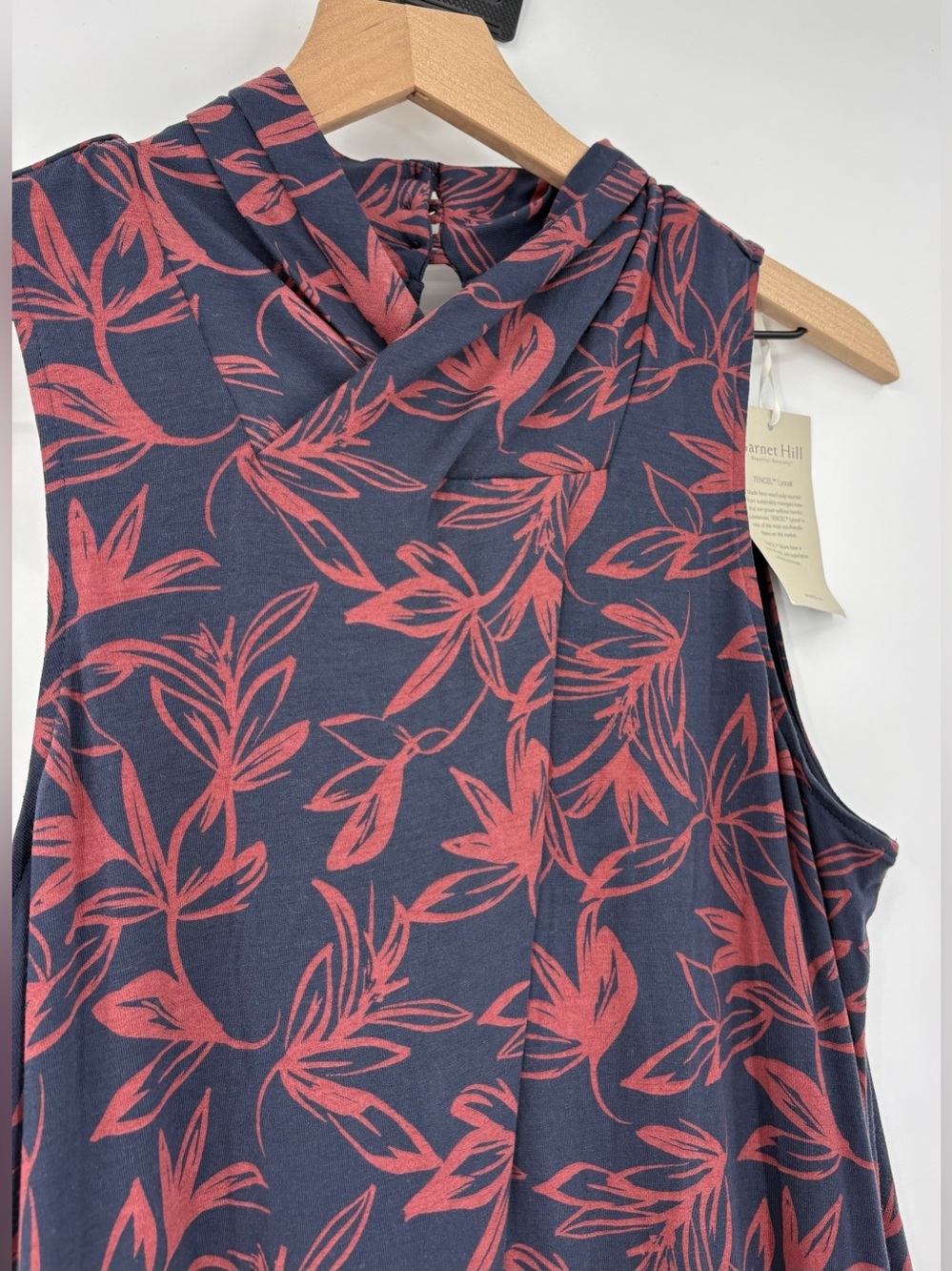NWT Garnet Hill TENCEL Lyocell Floral Mock Neck Maxi Dress M Pockets - Picture 7 of 16